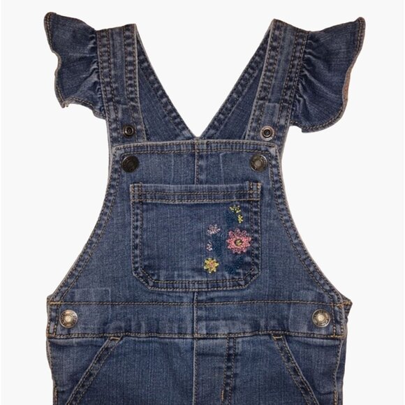 Carter's Denim Overalls Infant Girls Size 6 months Ruffle Strap at Shoulder Flor - Picture 4 of 6